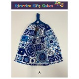 Crochet Top Hand Towel / Tea Towel - Blue Mosaic Crochet Top Hand Towel / Tea Towel - Blue Mosaic